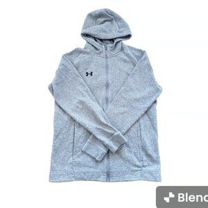 Under armour mens hustle full zip hooded sweatshirt size large loose fit grey